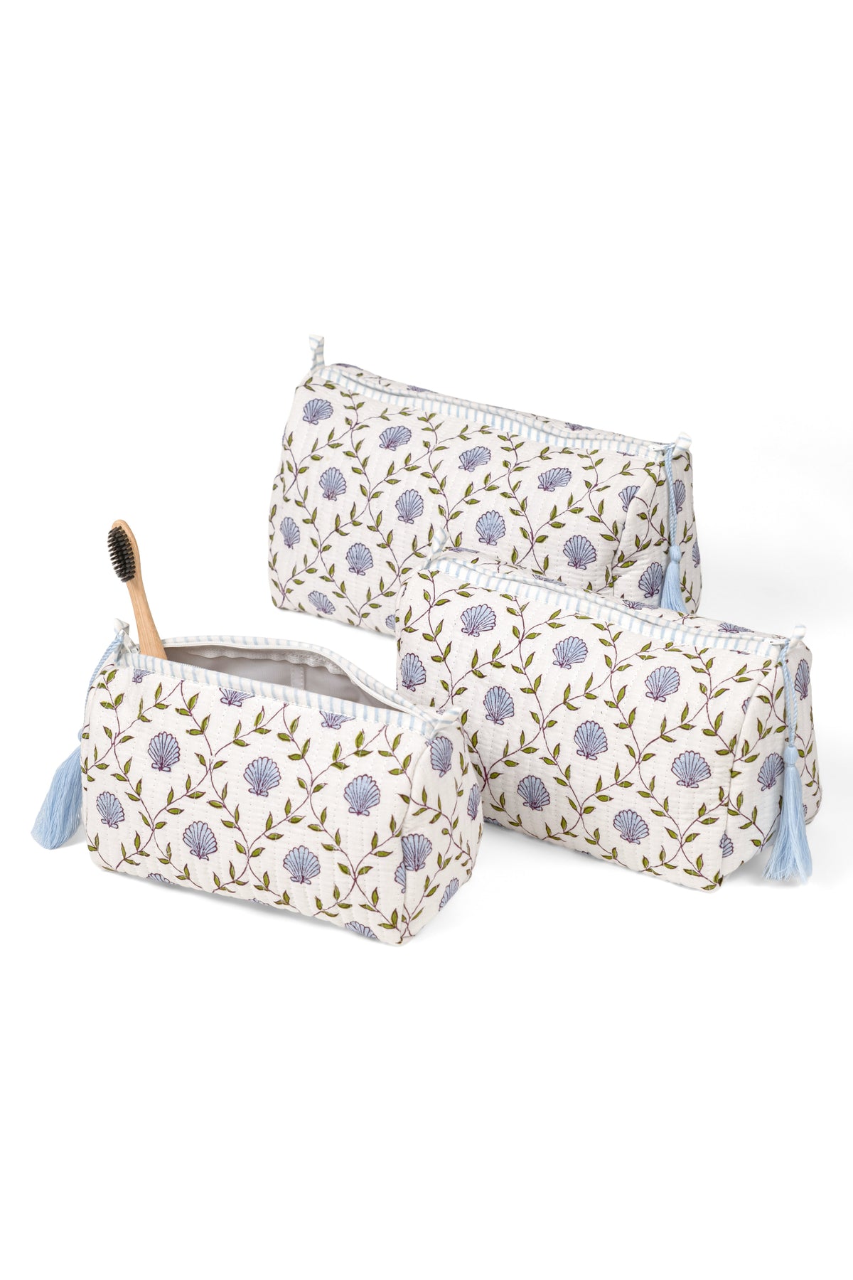 Seashell Blockprint Makeup Bag