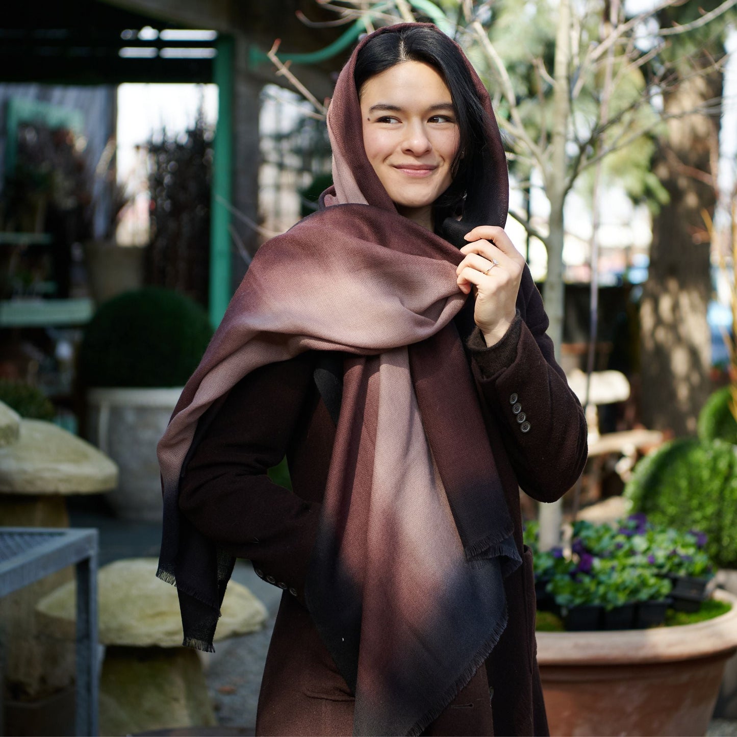 Iris Mink Cashmere Merino Handwoven Scarf