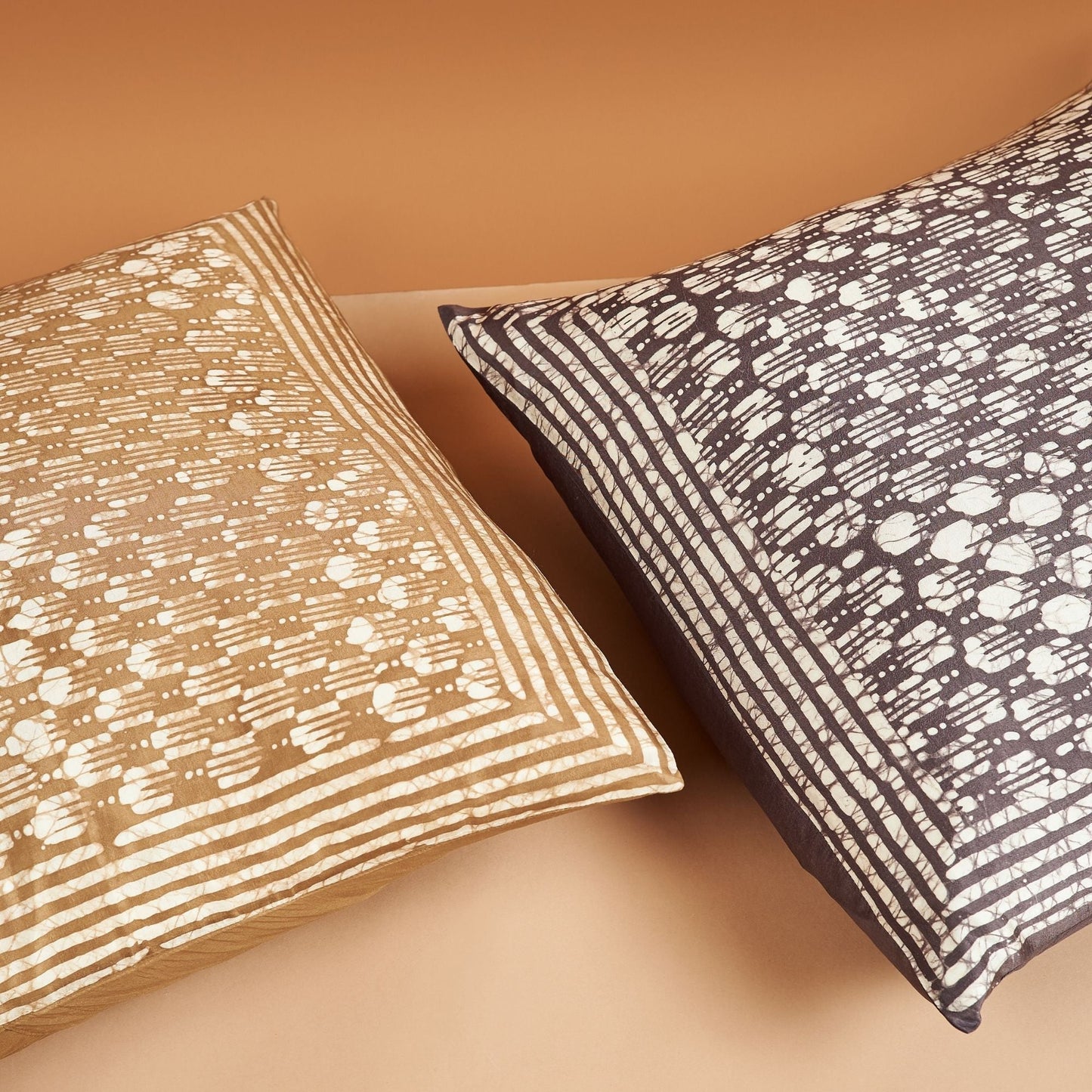 Oasis Gold Wax Block Print Mulberry Silk Pillow