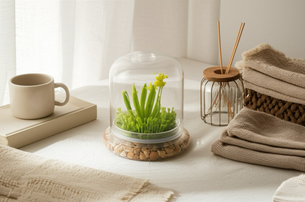 Everlasting Orchid Terrarium with Sundew Moss - Psygmorchis Pusilla – Self growing, Maintenance free, Unique Gift.