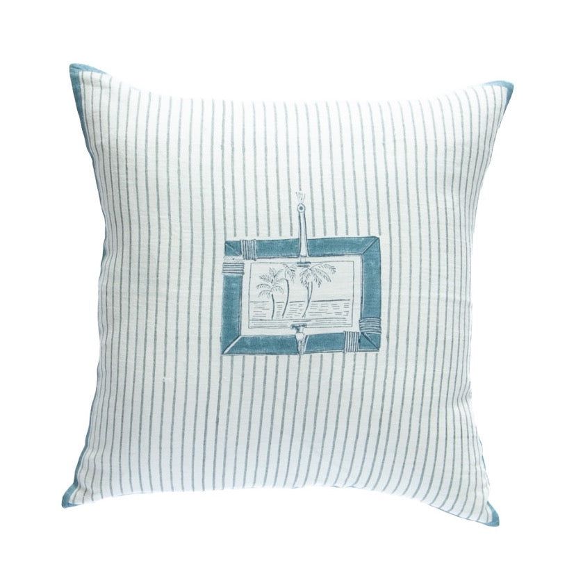 Indigo Palm - Hand Block Printed Cushion Cover