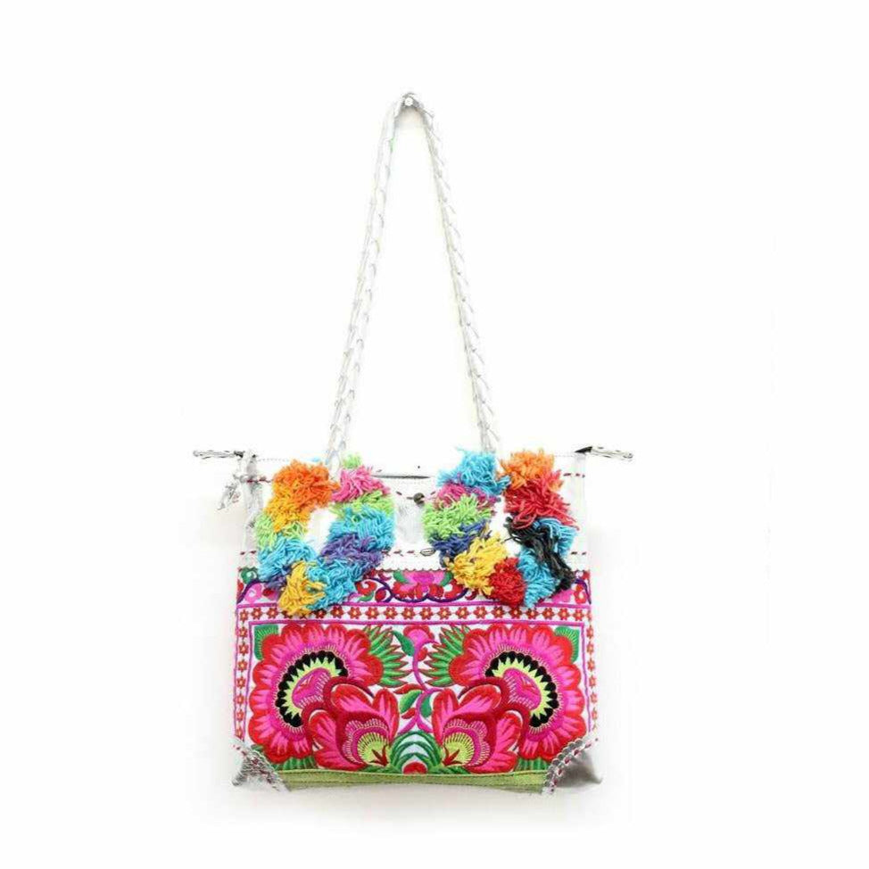 Bonita Vintage Leather Pompom Shoulder Bag - Thailand