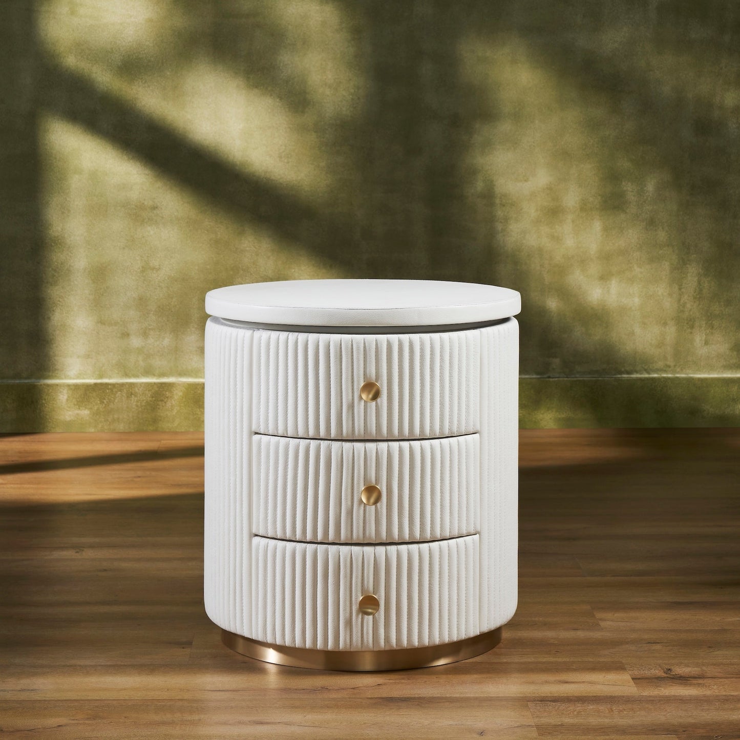 Stanford Round Leather Side Table
