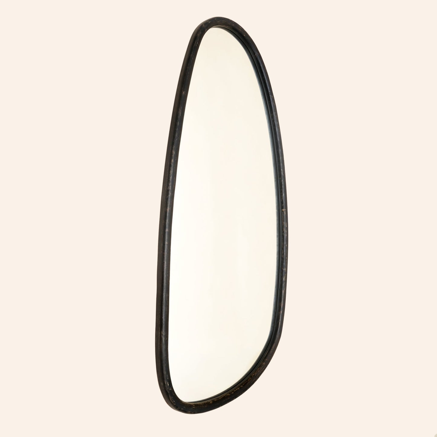 Wall Mirror with Blackwash Mango Wood Frame, Black, 28x60"