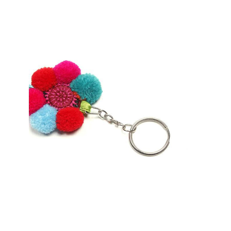Flower Pompom With Tassel Key Chain - Thailand