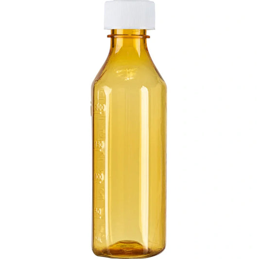 AMBER OVAL COLORSAFE BOTTLE, 4 OZ, WITH CAPS