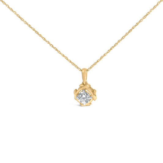 10K Yellow Gold Plated .925 Sterling Silver 1/2 Cttw Lab Grown Diamond Woven Pendant Necklace
