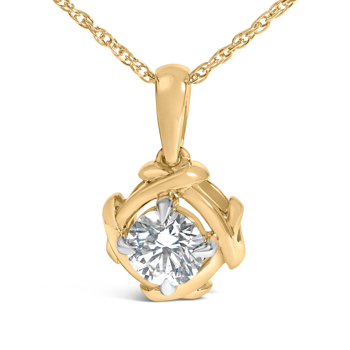 10K Yellow Gold Plated .925 Sterling Silver 1/2 Cttw Lab Grown Diamond Woven Pendant Necklace
