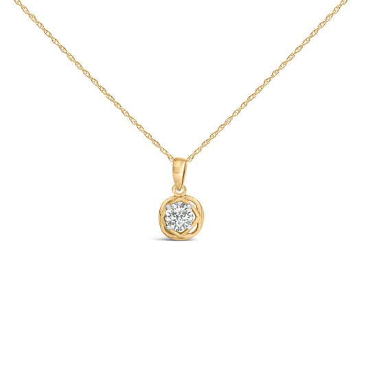 10K Yellow Gold Plated .925 Sterling Silver 1/2 Cttw Lab Grown Diamond Openwork Pendant Necklace