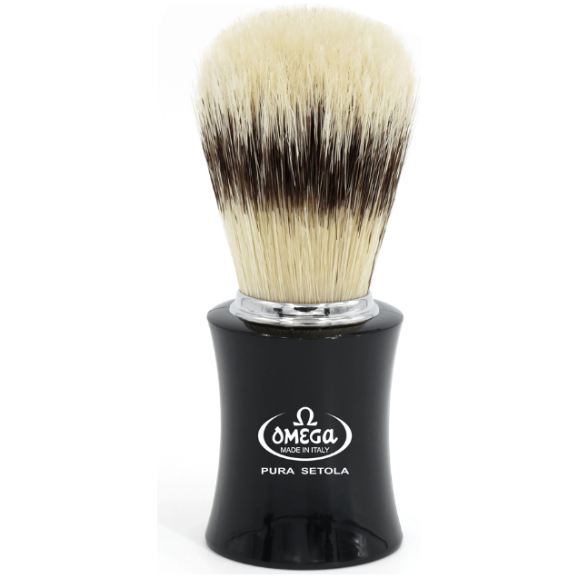 Omega Pig Hair Black Handle Shaving Brush #11868