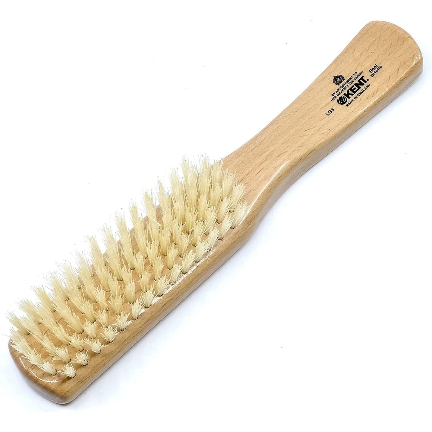 Kent LG3 Ladies Flat Narrow 100% White Bristle Hair Brush