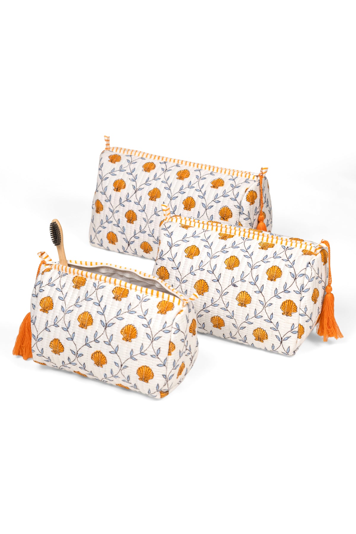 Seashell Blockprint Makeup Bag