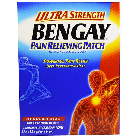 Bengay Ultra Strength Pain Relief Patch For Muscle, Pain, Regular 3.9 X 5.5 Inches