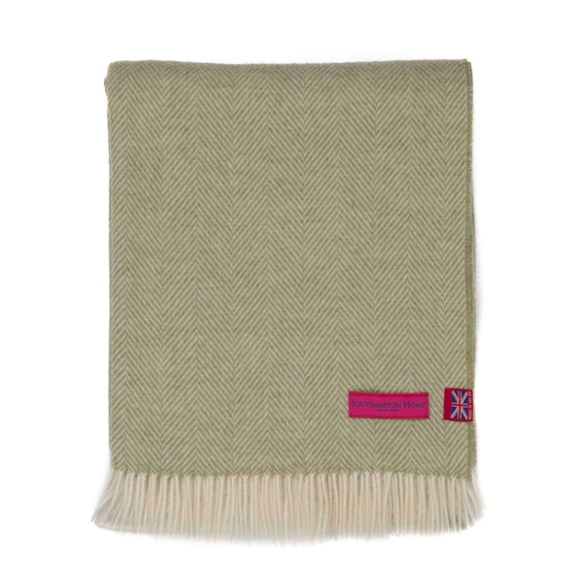 Southampton Home Merino Wool Herringbone Throw (Celery) - Osadia Concept Store