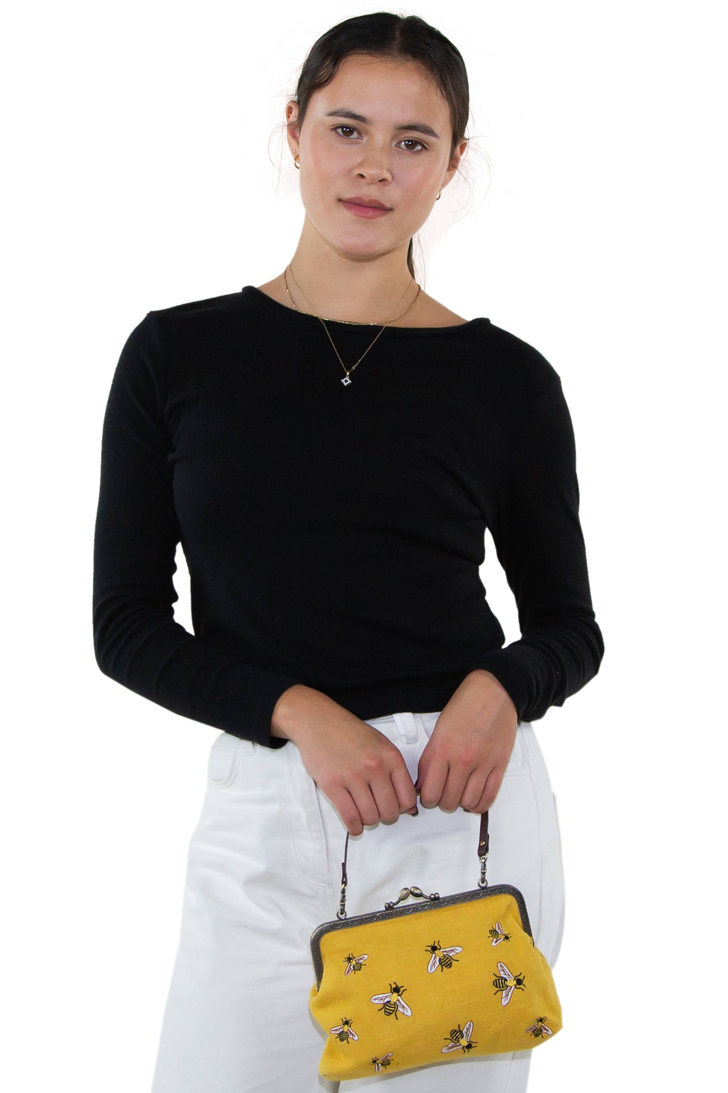 Bees Kisslock Handbag: Black - Osadia Concept Store