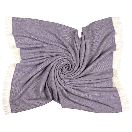 Southampton Home Merino Wool Herringbone Throw - Lavender