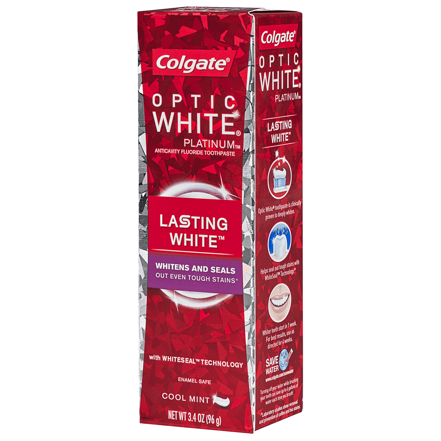 Colgate Optic White Platinum Whiten & Protect Toothpaste 3.3 Oz