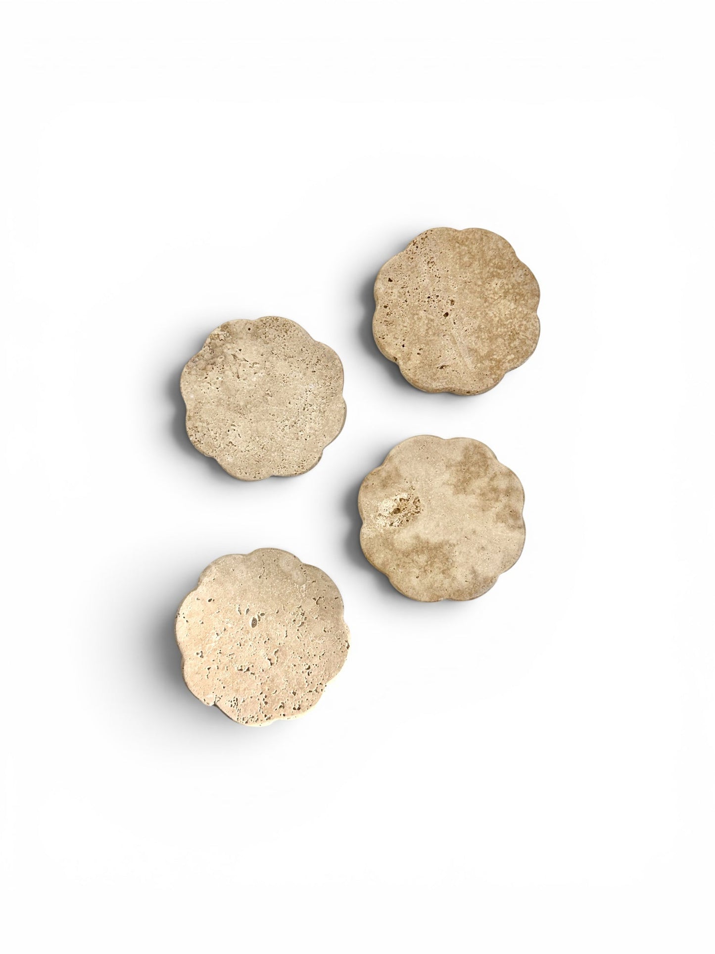 Scalloped Travertine Coaster, Set of 4