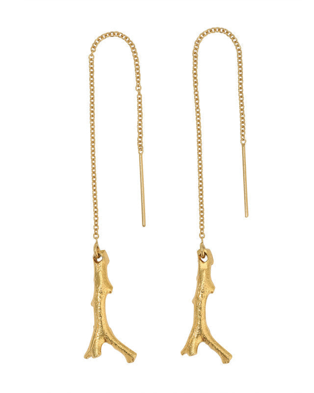 Soft Coral 18K Gold Vermeil Threader Earrings
