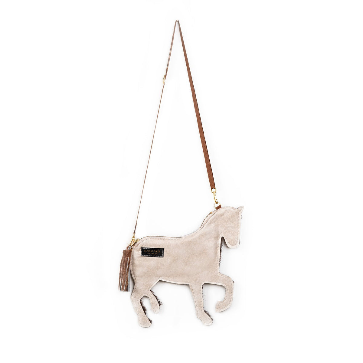 Horsie in Tricolor Hair on Leather