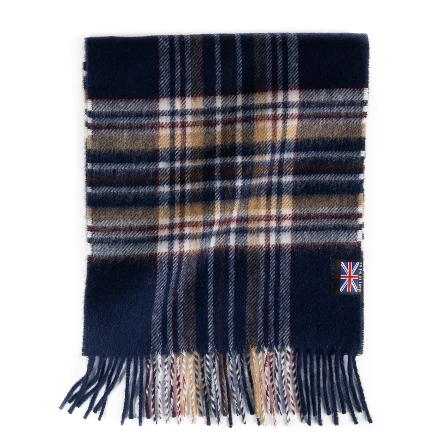 Prince of Scots Fringed Merino Wool Scarf (Navy Stewart) - Osadia Concept Store