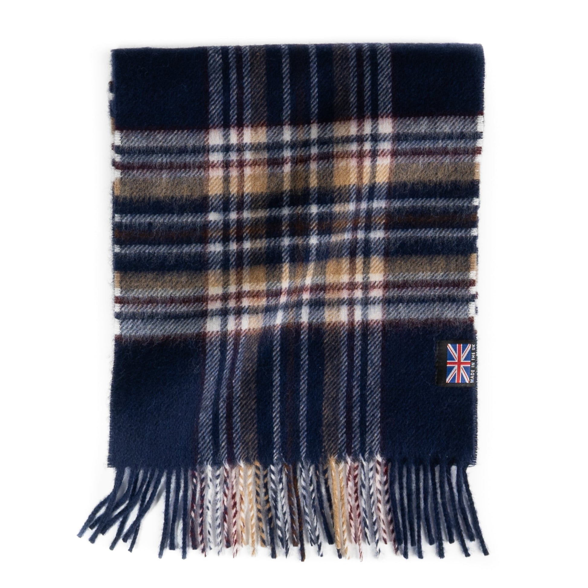 Prince of Scots Fringed Merino Wool Scarf (Navy Stewart) - Osadia Concept Store