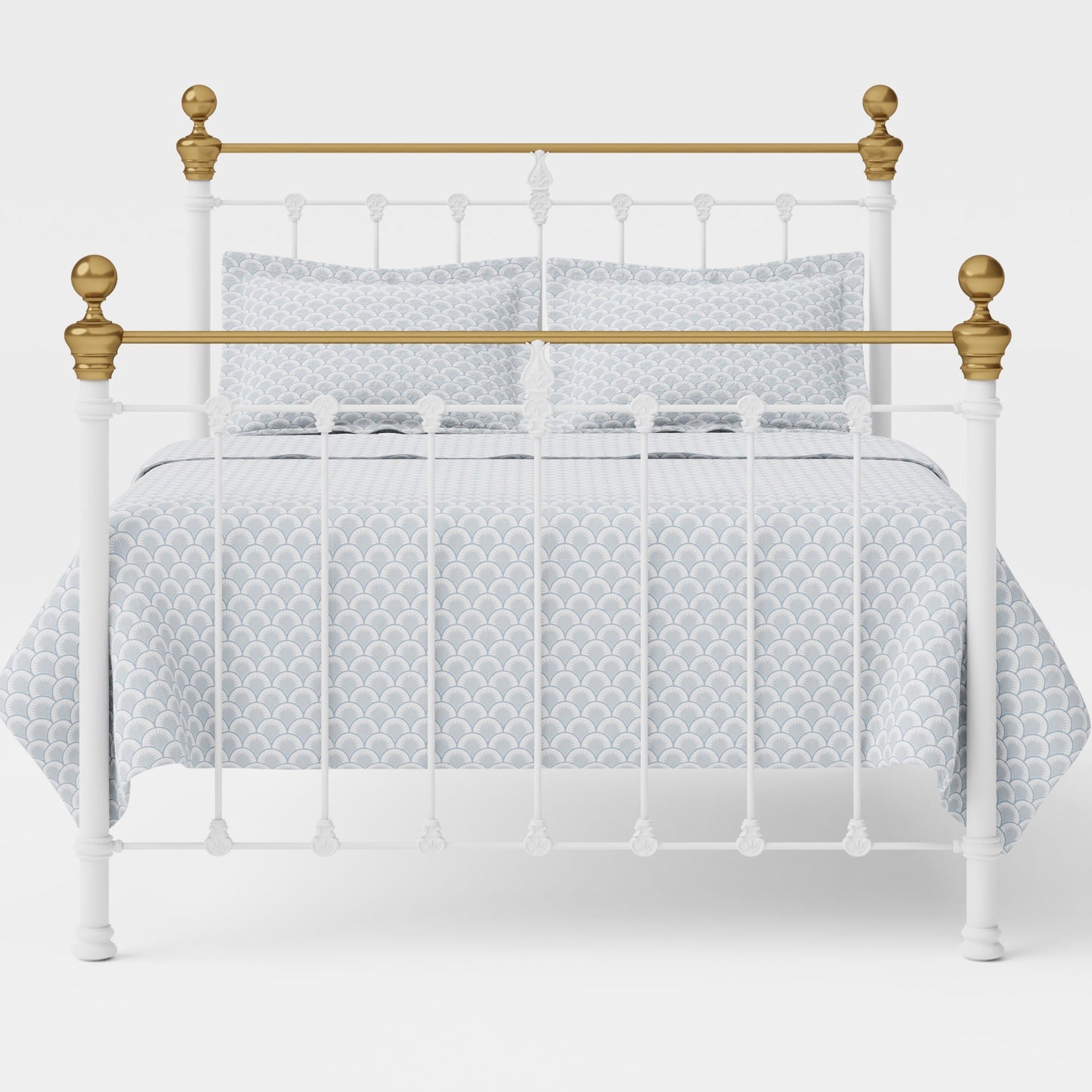 Castile Metal Bed Satin White With Brass