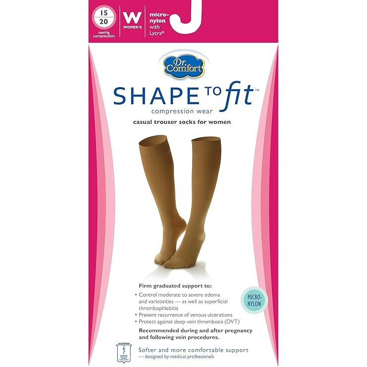 Dr. Comfort Women's Micro Nylon Graduated Compression Knee High 15-20 Mmhg Black