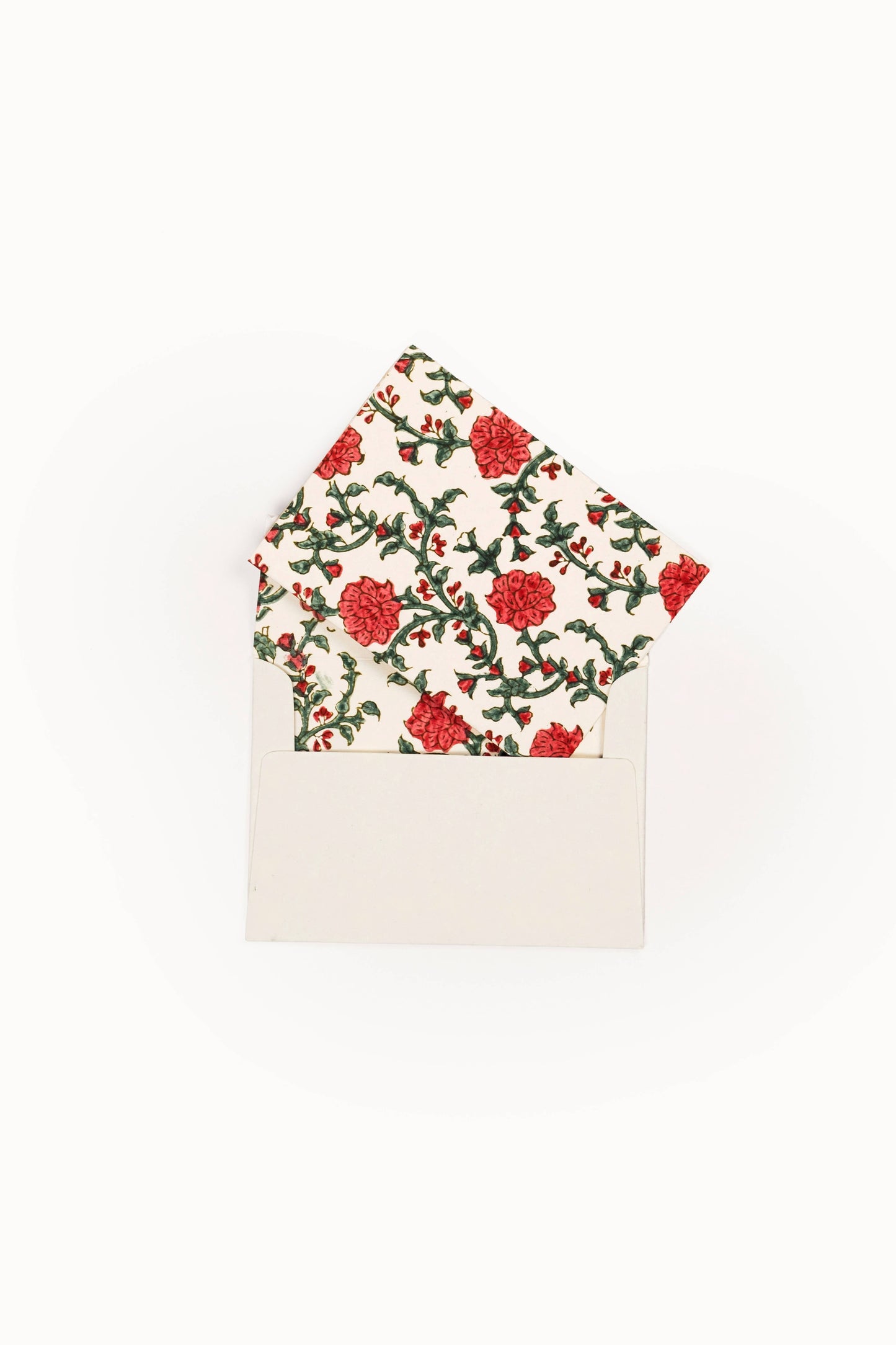 Hand Block Print Enveloped Holly & Berry Cards (Set of 6)