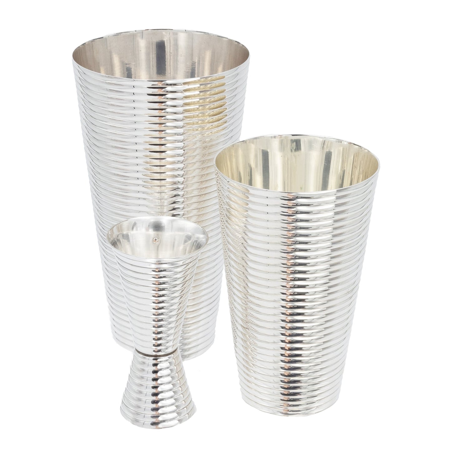 Fluted Silver 3-Piece Cocktail Shaker Set - Osadia Concept Store