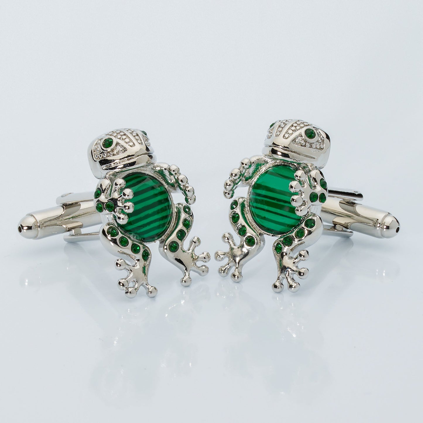 Emerald Frog Prince Crystal Cufflinks – Enamel & Luxury Accents - Osadia Concept Store