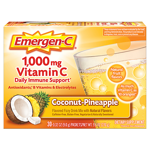 Emergen-C Vitamin 1,000 Mg, Packets, Coconut Pineapple, Bonus Pack