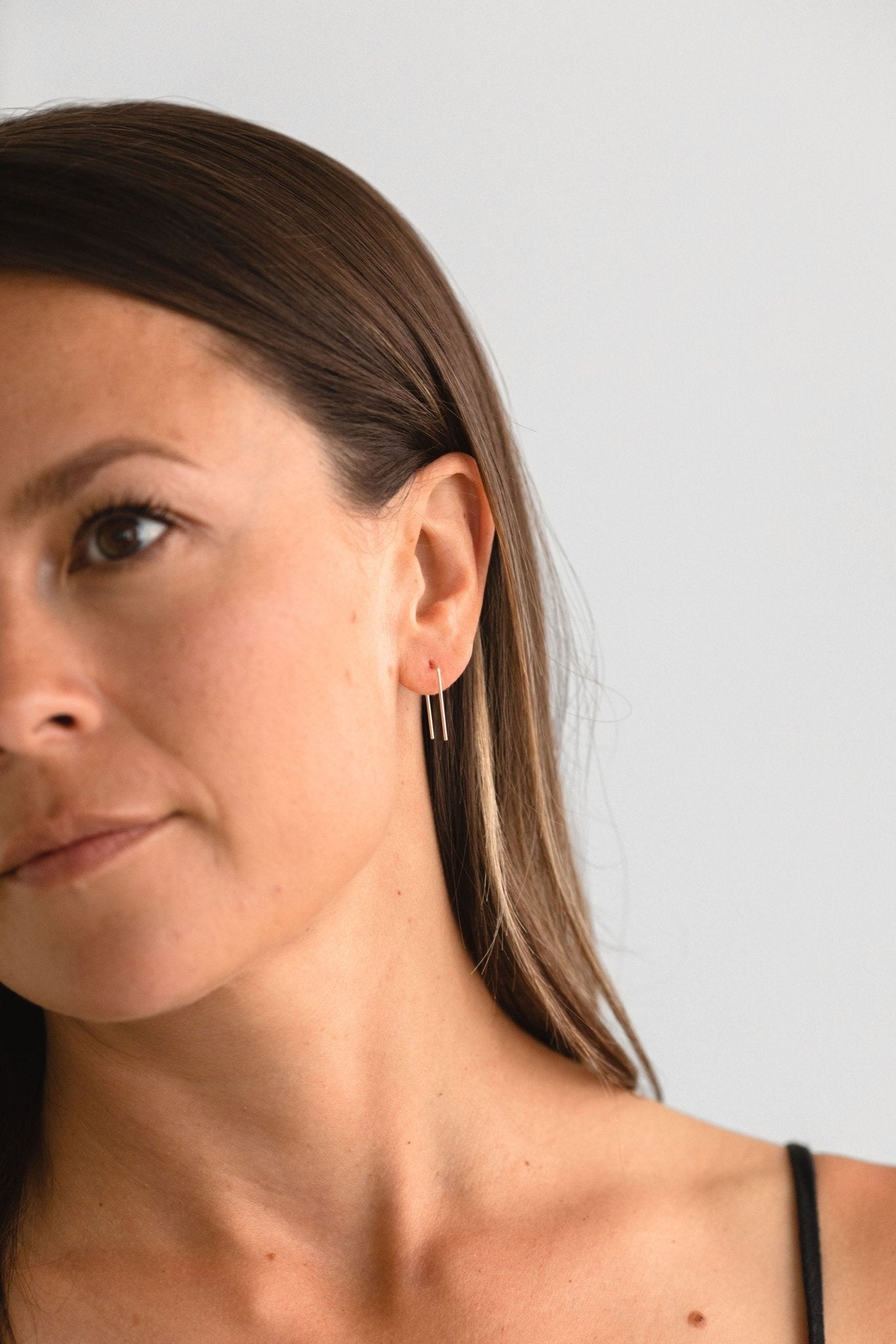 Tiny Staple Threader Earrings | Gold Fill
