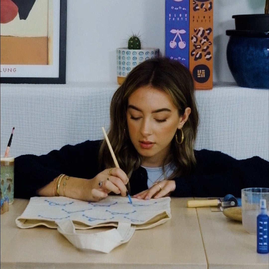 Block Printing Kit - Cherry Bow Print Tote Bag