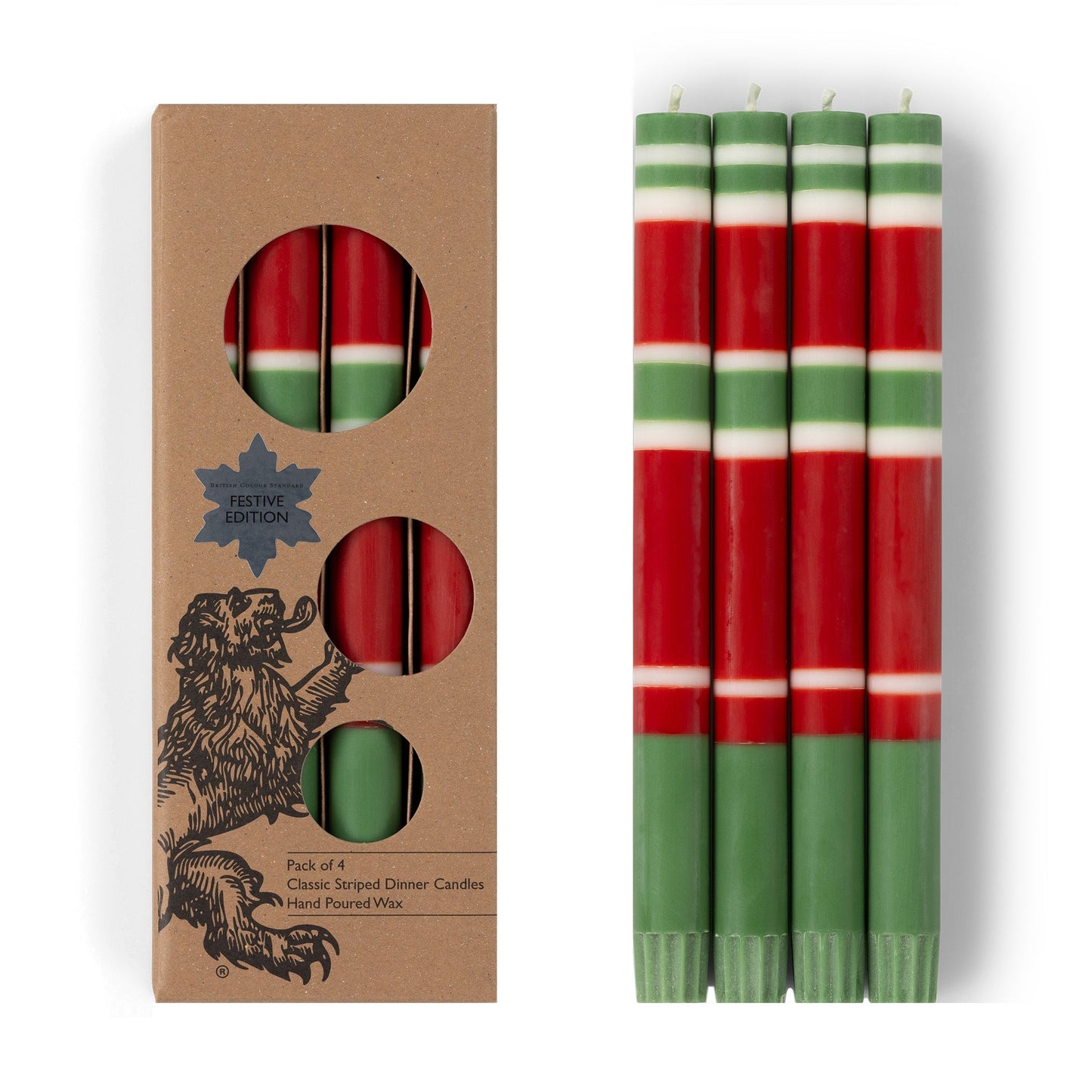 Striped Dinner Candles Holiday Set
