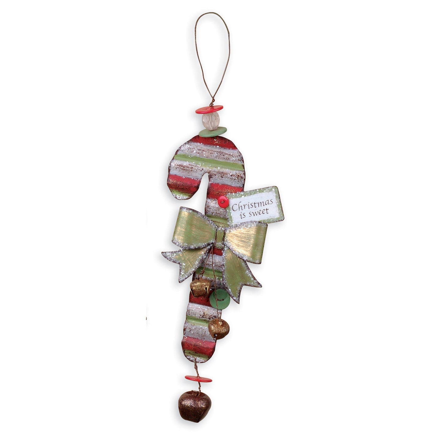 Rustic Vintage Metal Candy Cane Ornaments - Set of 4