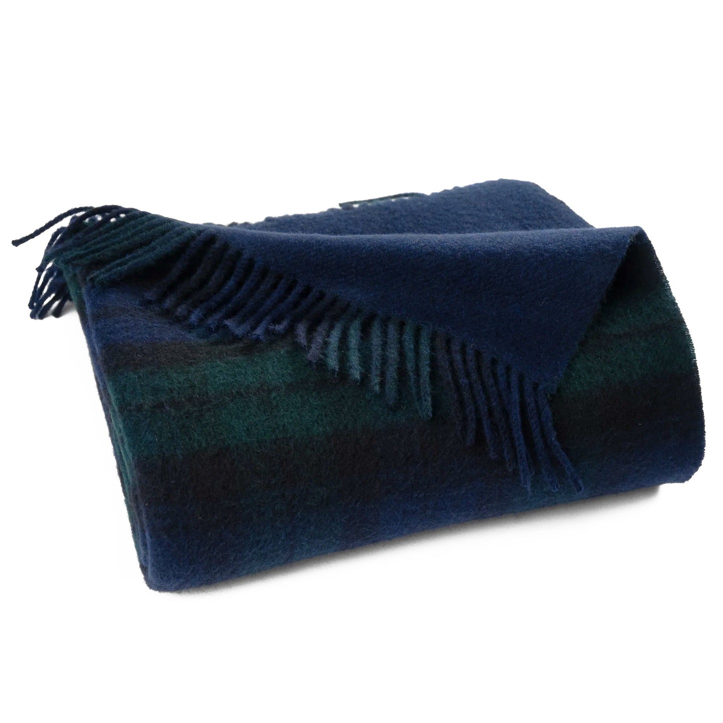 Prince of Scots Double Merino Wool Reversible Throw – Black Watch Tartan – 70×55