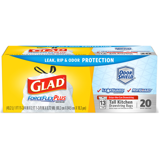 Glad Tall Kitchen Drawstring Bags, 13 Gallon, 20 Bags