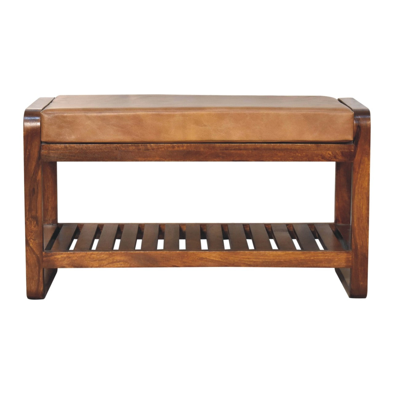 Solid Wood Small Buffalo Slatted Bench