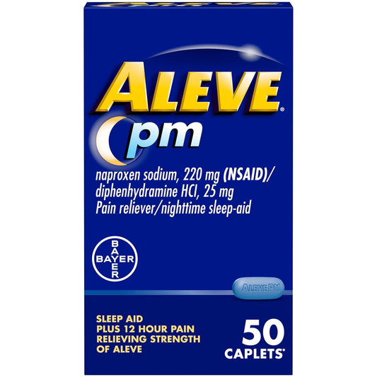 Aleve PM Pain Reliever/Nighttime Sleep-Aid Caplets 50 Ea Box