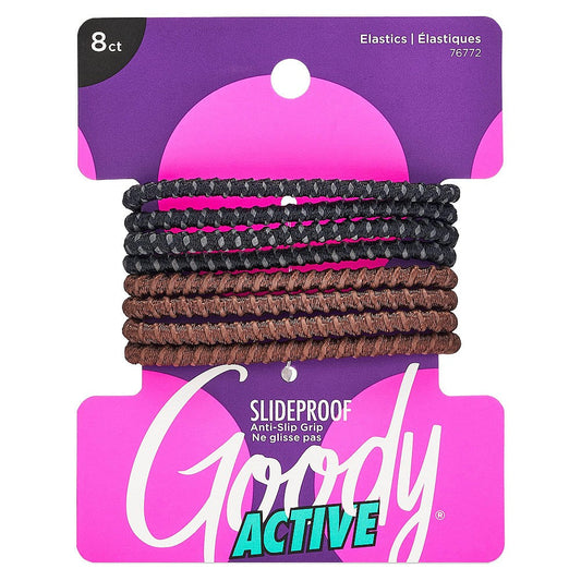 Goody Active Slideproof Hair Elastics - Black/Brown