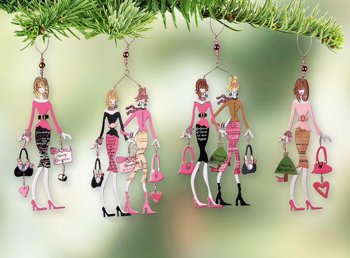 Chic Boutique Girlfriends Ornaments - Set of 4