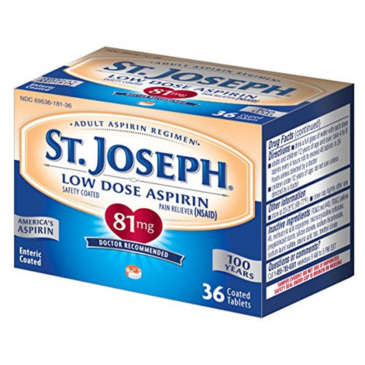 St. Joseph Low Dose Aspirin 81 Mg Enteric Coated Tablets