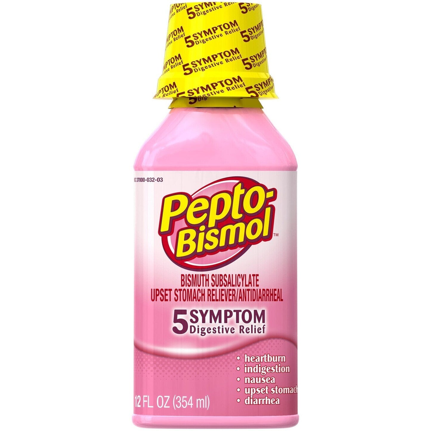 Pepto Bismol Upset Stomach Reliever/Antidiarrheal, 5 Symptom Relief, 12 Fl Oz