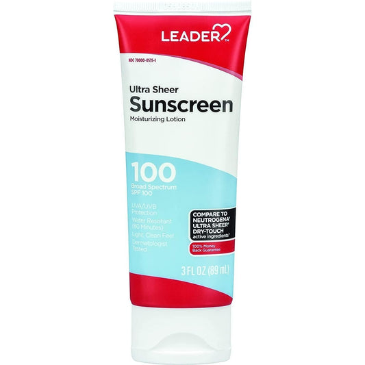 Leader Ultra Sheer Moisturizing Sunscreen Lotion SPF100, 3 Oz