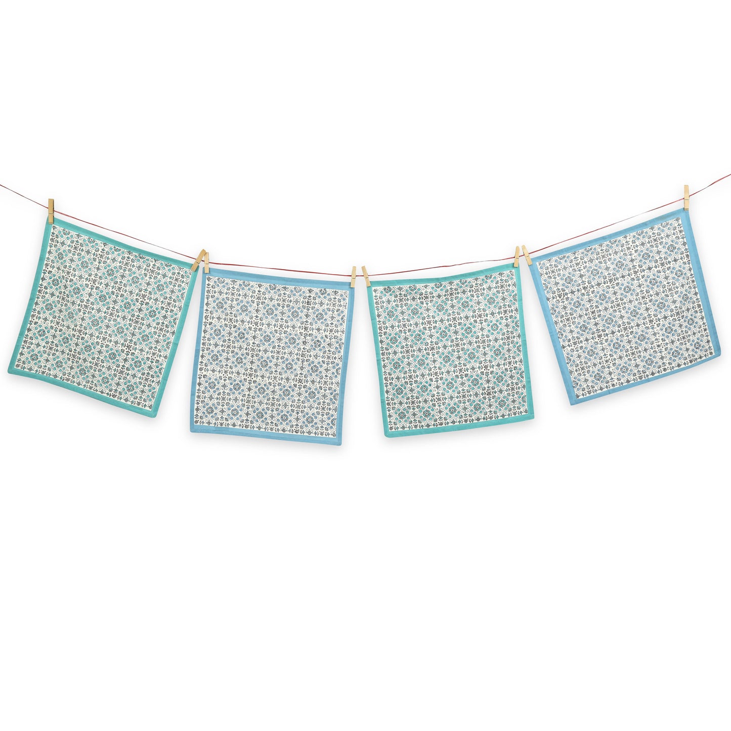 Hand Block Printed Cotton Napkins, Set of 4 | 18″ × 18″ | Fair Trade | Ivy