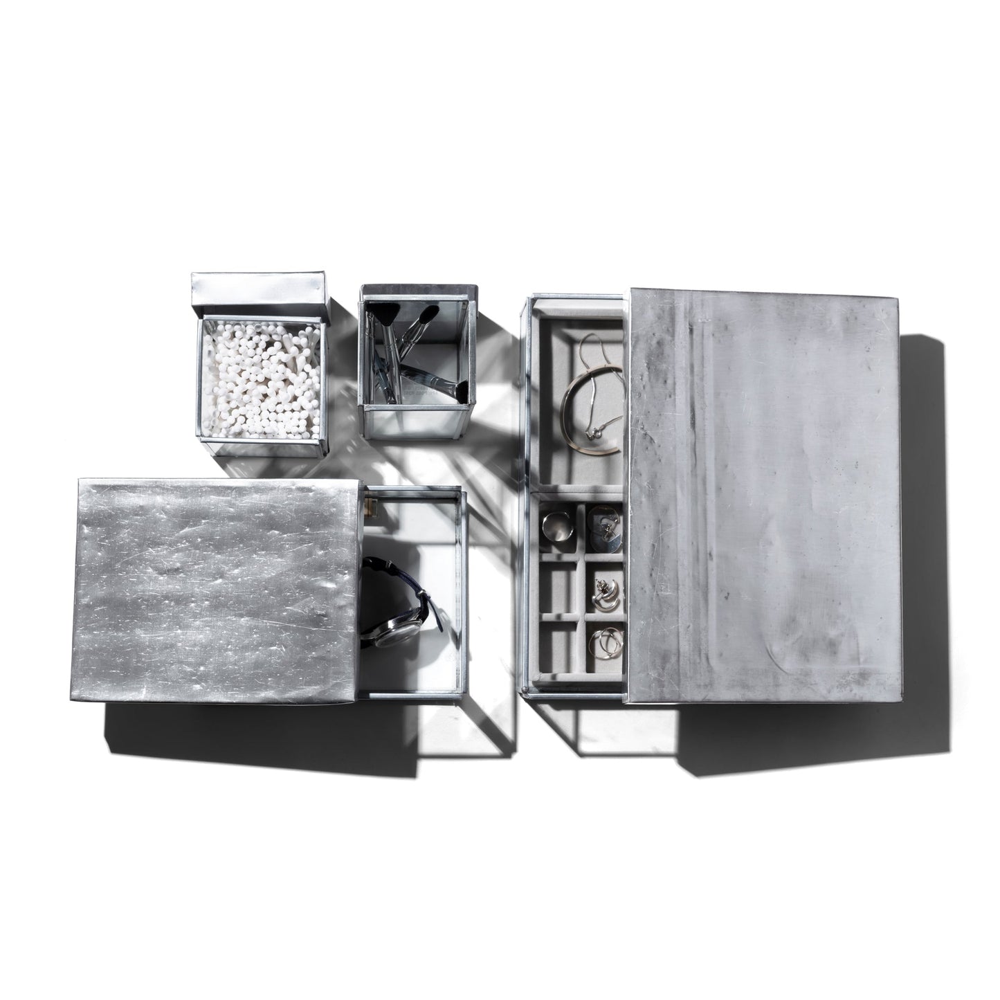 JEWELRY GLASS BOX W/RECYCLE STEEL LID