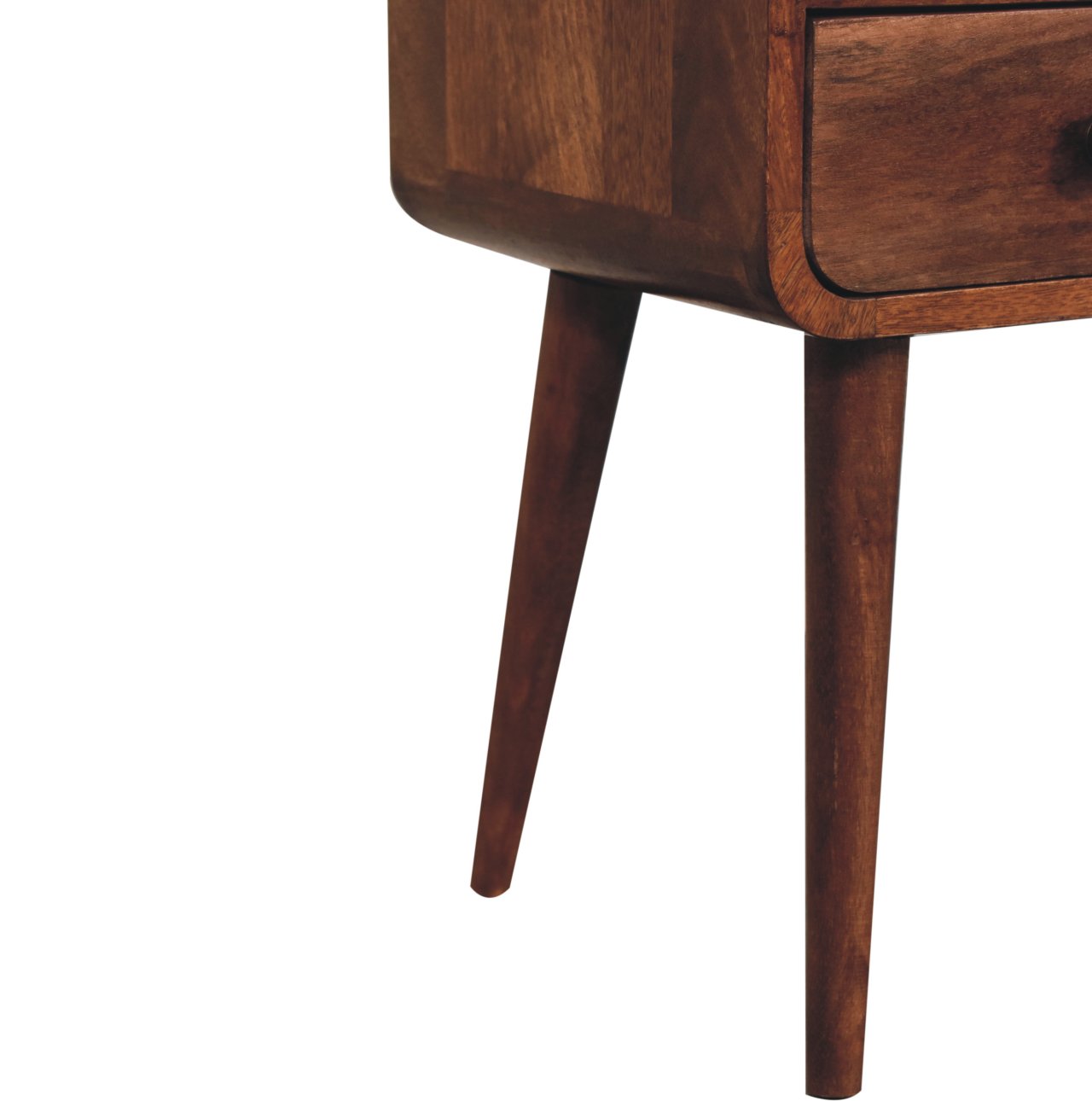 Solid Wood Mini Honey Caramel Curved Nightstand