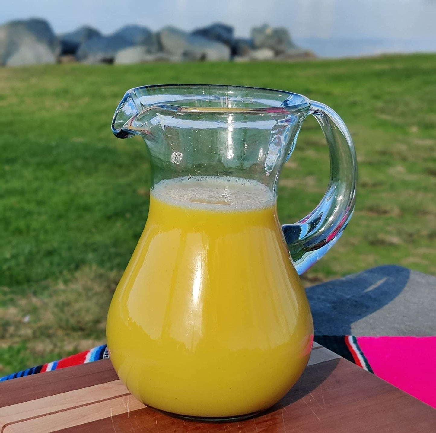 Mexican Hand Blown Glass Pitcher
