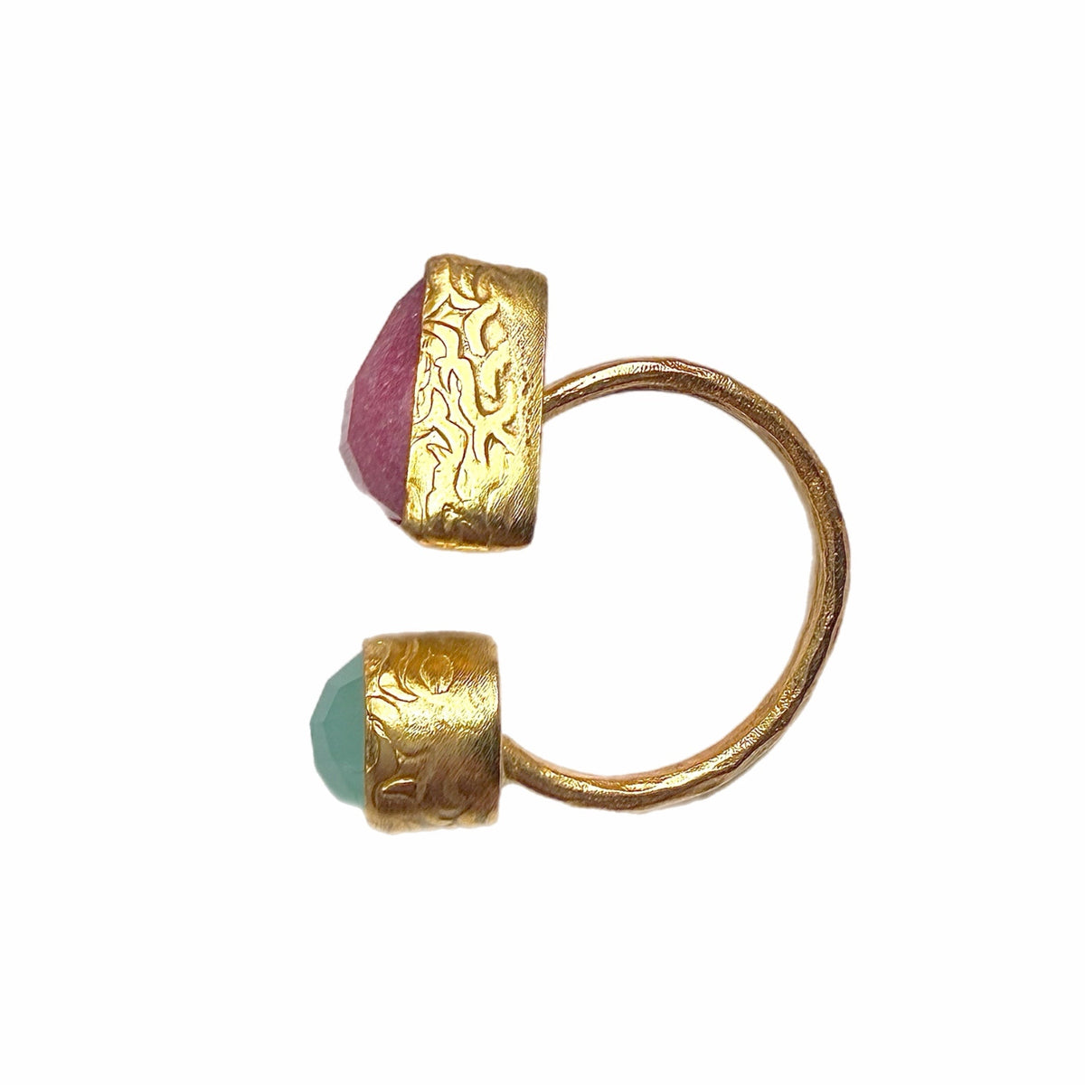 Sahaar Ruby and Aqua Chalcedony Ring
